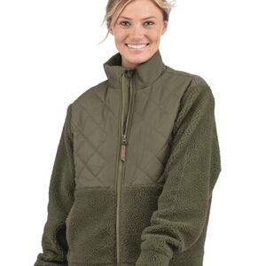 Liv Outdoor Olive Quilted Sherpa Full Zip Dahlia Women's Jacket Size Medium